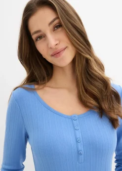 Clearance Camiseta acanalada de manga larga Mujer Básicos|Camisetas