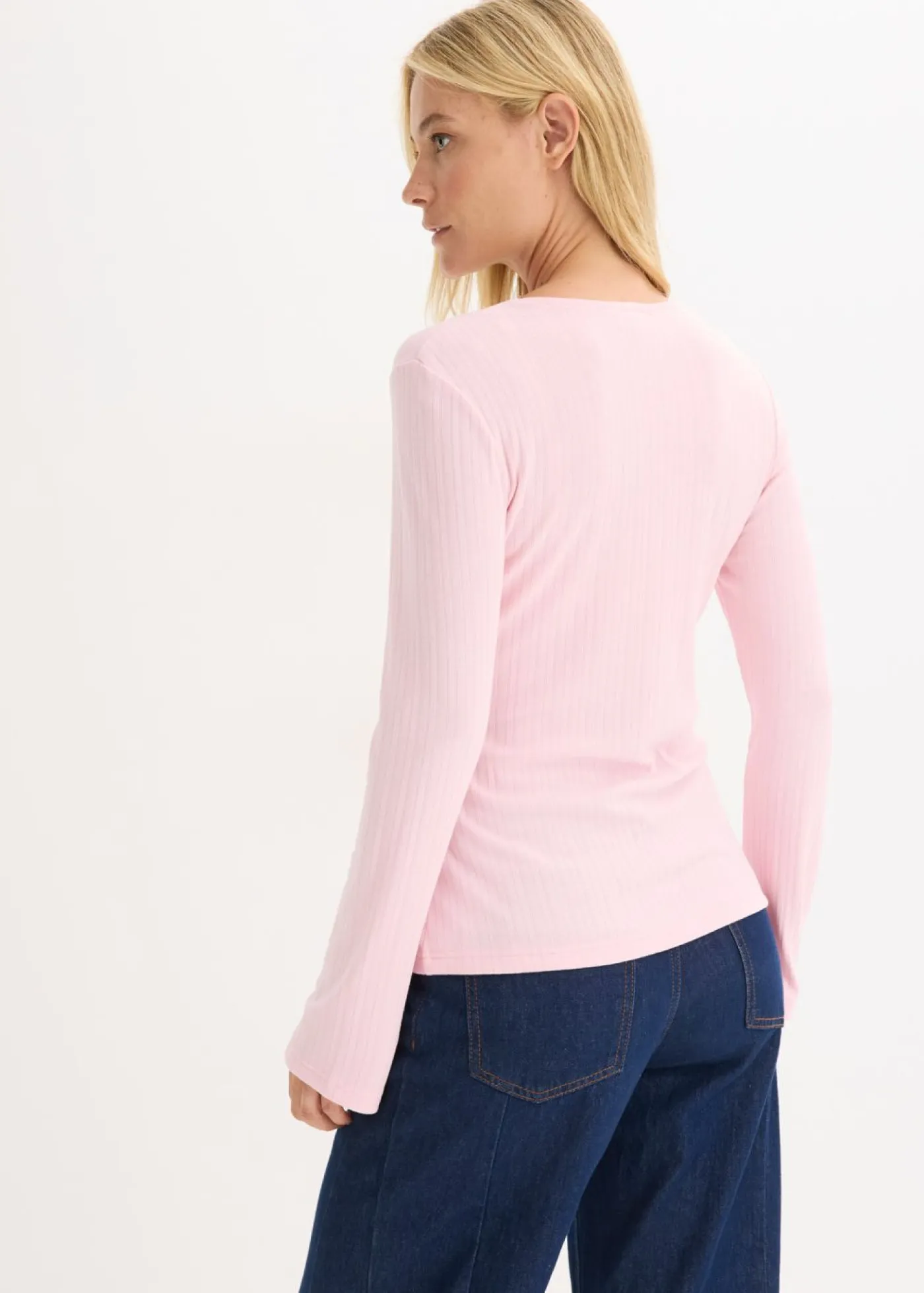 Sale Camiseta acanalada de manga larga Mujer Básicos|Camisetas