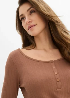 Online Camiseta acanalada de manga larga Mujer Básicos|Camisetas