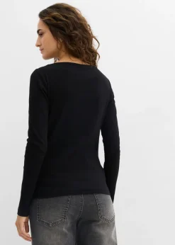 Sale Camiseta ajustada de canalé Mujer Básicos|Camisetas