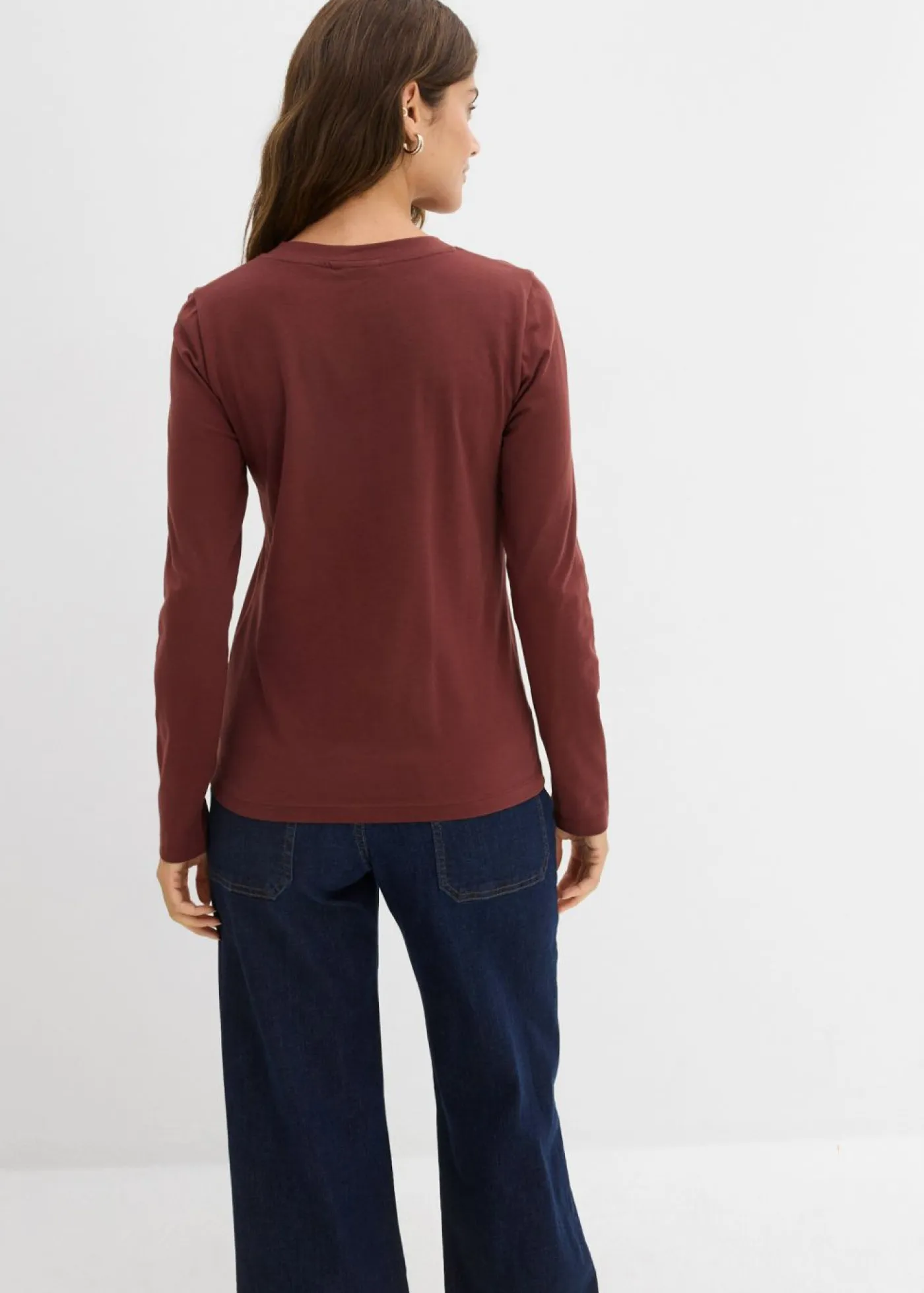 Camiseta ajustada de manga larga Mujer Básicos|Camisetas