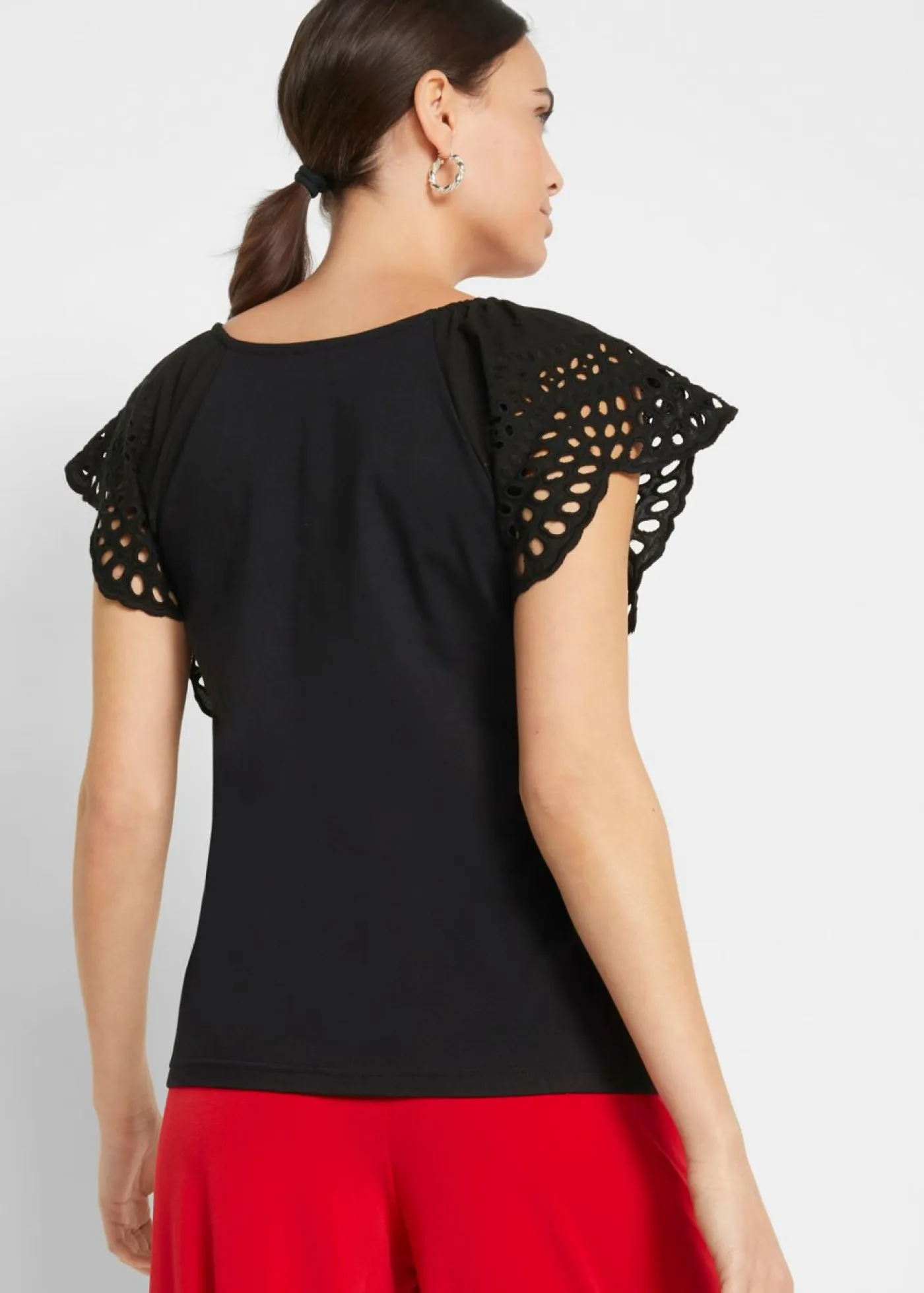 Clearance Camiseta con bordado calado Mujer Camisetas