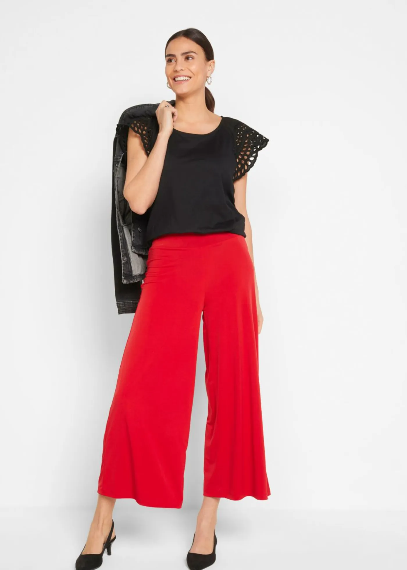 Clearance Camiseta con bordado calado Mujer Camisetas