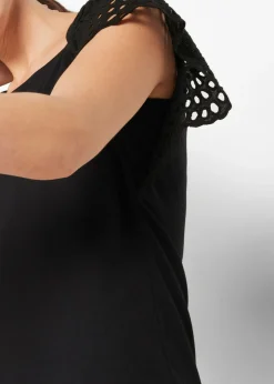Clearance Camiseta con bordado calado Mujer Camisetas