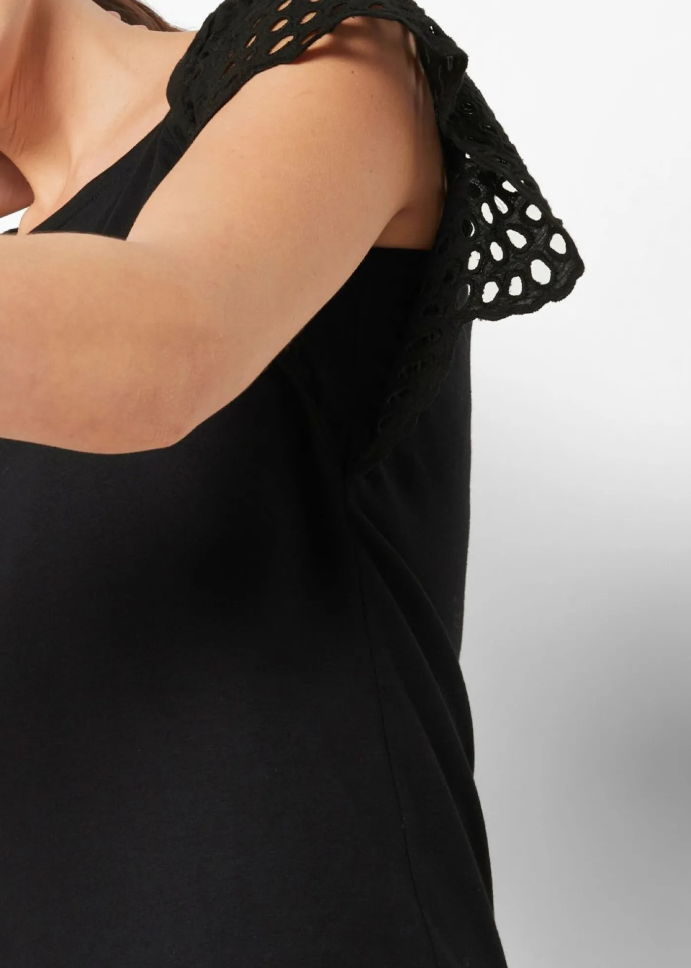 Clearance Camiseta con bordado calado Mujer Camisetas