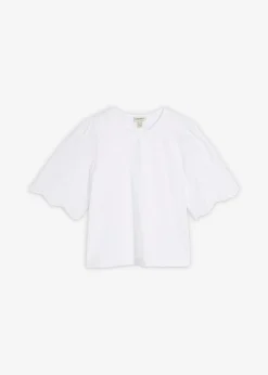 Camiseta con bordado calado Mujer Camisetas|Novedades
