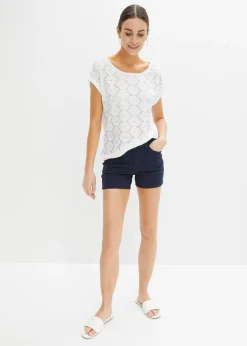 Clearance Camiseta con bordado calado Mujer Camisetas