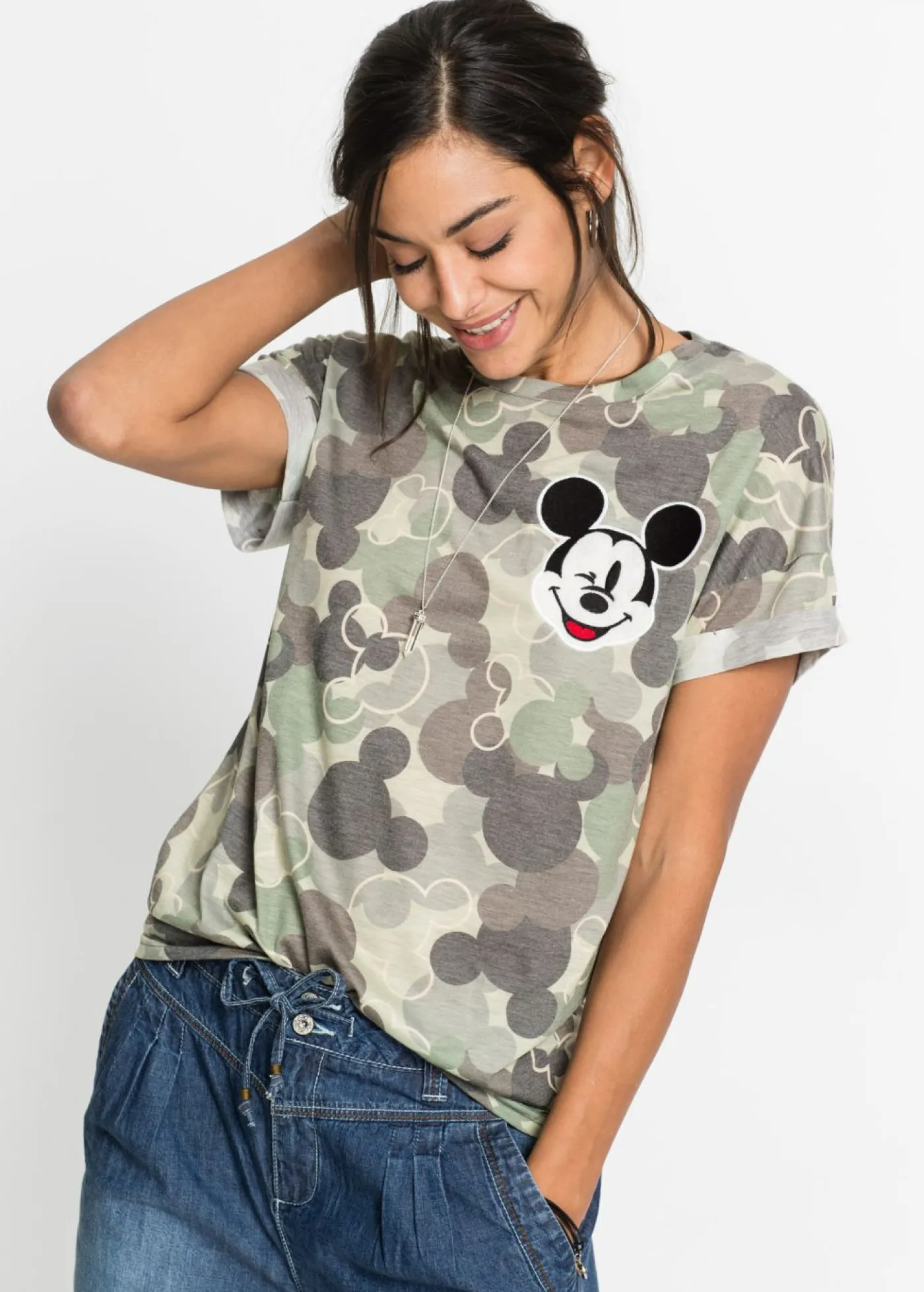 Outlet Camiseta con bordado de Mickey Mouse Mujer Camisetas