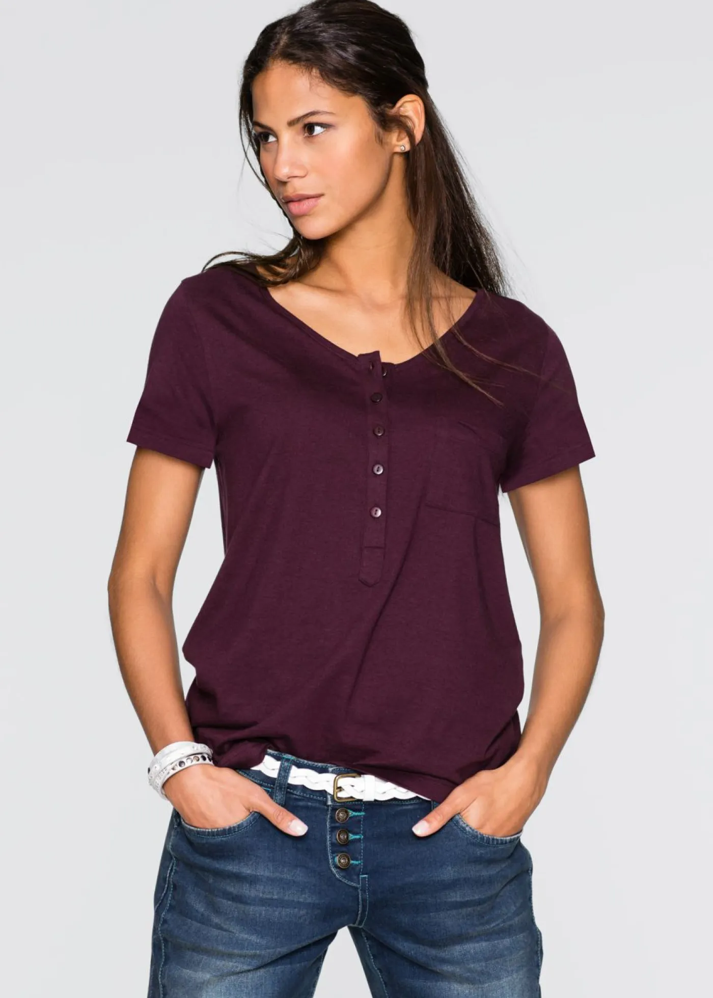 Online Camiseta con botones Mujer Camisetas|Novedades