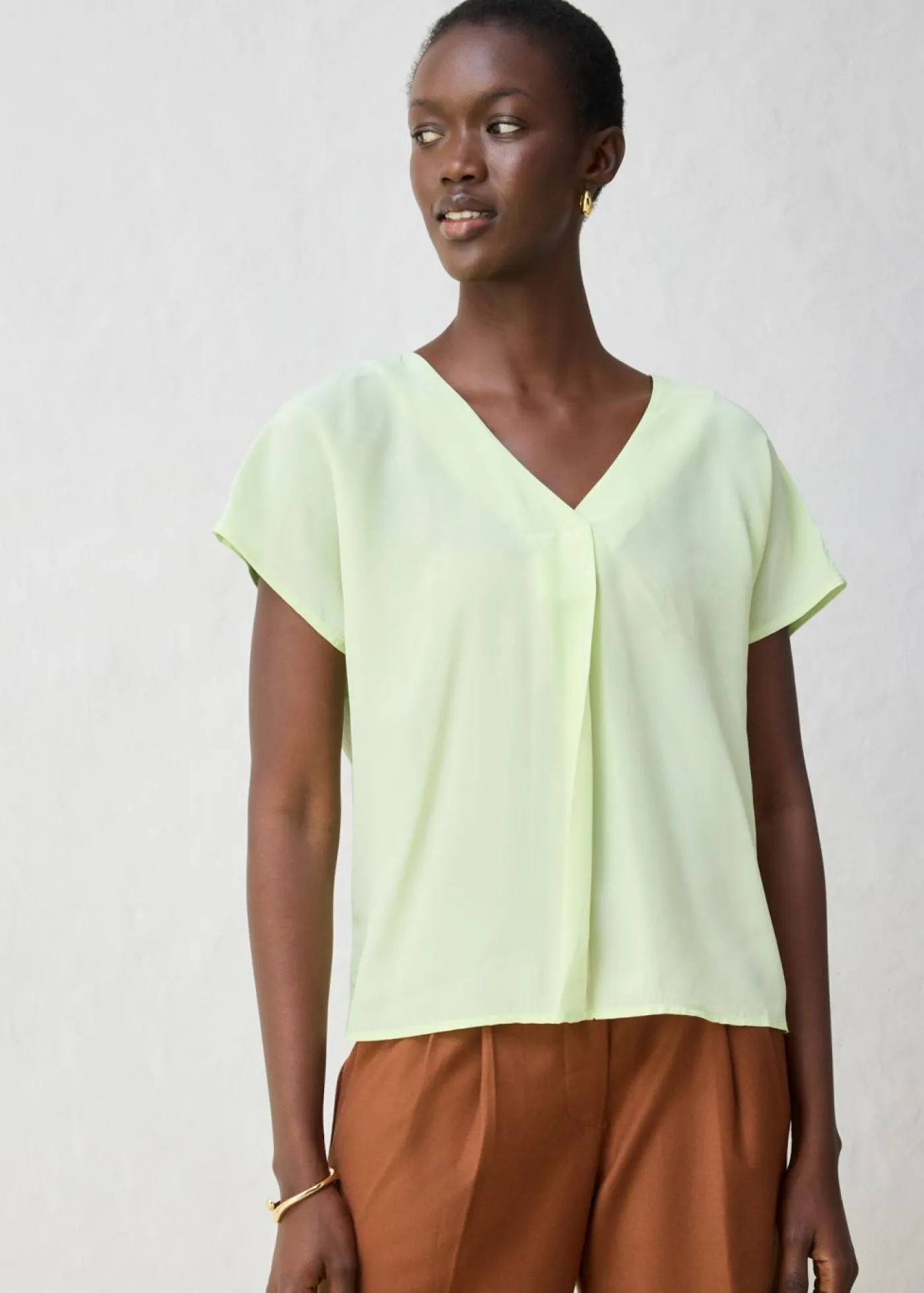 Clearance Camiseta con contenido de seda e inserto de tejido Mujer Premium|Camisetas