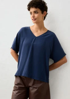 New Camiseta con contenido de seda e inserto de tejido Mujer Premium|Camisetas