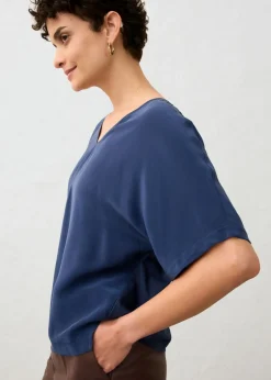 New Camiseta con contenido de seda e inserto de tejido Mujer Premium|Camisetas