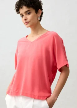 Best Camiseta con contenido de seda e inserto de tejido Mujer Premium|Camisetas