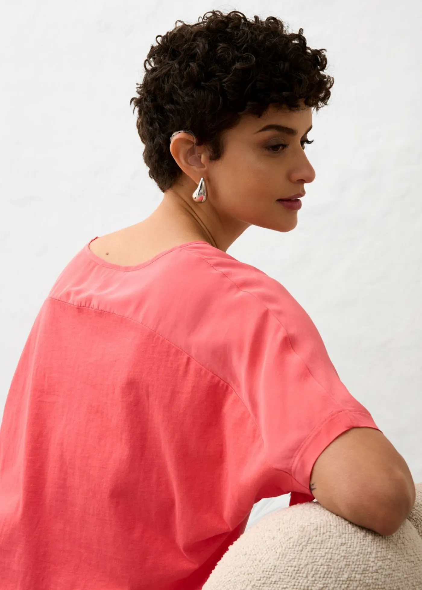 Best Camiseta con contenido de seda e inserto de tejido Mujer Premium|Camisetas