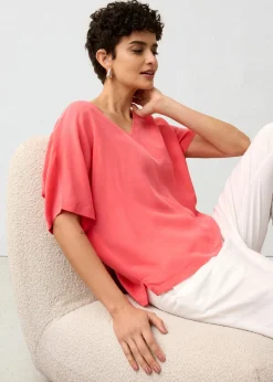 Best Camiseta con contenido de seda e inserto de tejido Mujer Premium|Camisetas