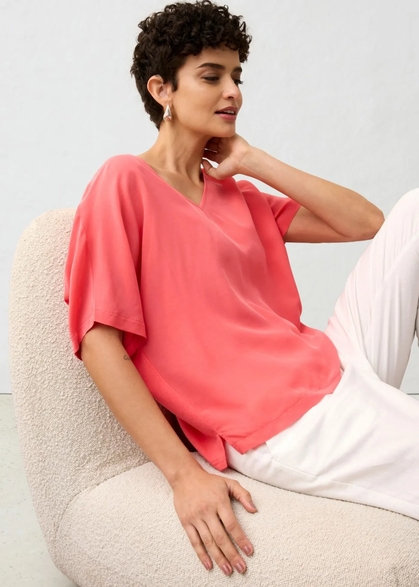 Best Camiseta con contenido de seda e inserto de tejido Mujer Premium|Camisetas