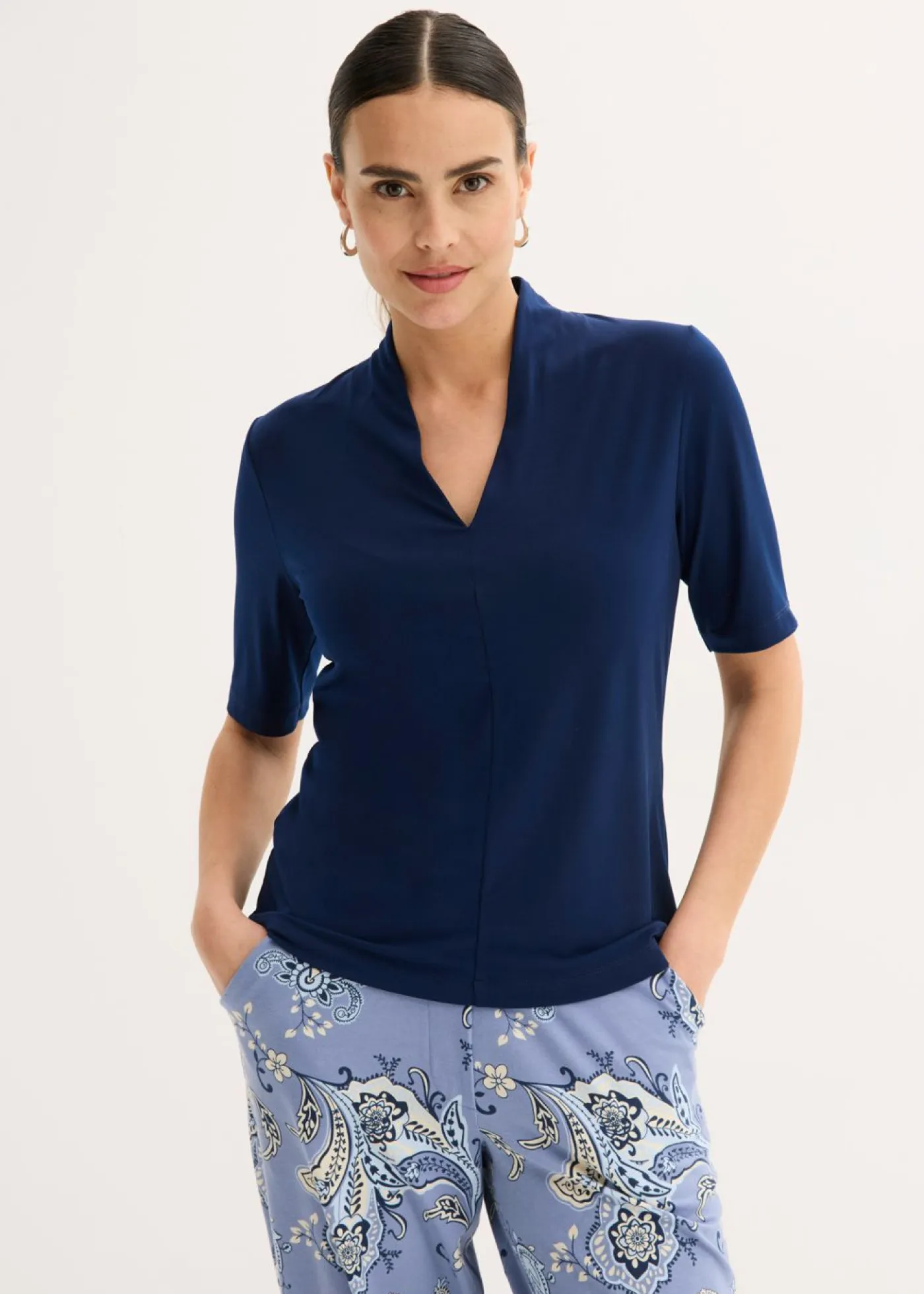 Camiseta con cuello chimenea Mujer Camisetas|Novedades
