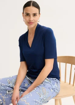 Camiseta con cuello chimenea Mujer Camisetas|Novedades