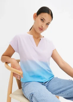 Best Camiseta con cuello henley y efecto ombré Mujer Camisetas