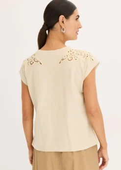 Sale Camiseta con detalle de ganchillo Mujer Camisetas
