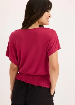 Outlet Camiseta con dobladillo de nido de abeja Mujer Camisetas