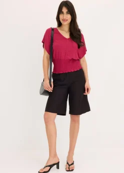 Outlet Camiseta con dobladillo de nido de abeja Mujer Camisetas