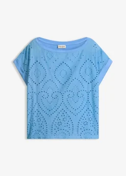 New Camiseta con encaje calado Mujer Camisetas|Novedades