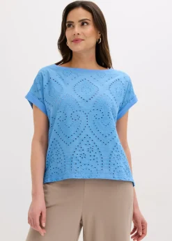 New Camiseta con encaje calado Mujer Camisetas|Novedades