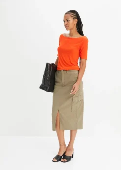 Clearance Camiseta con escote bañera en mezcla de viscosa Mujer Camisetas