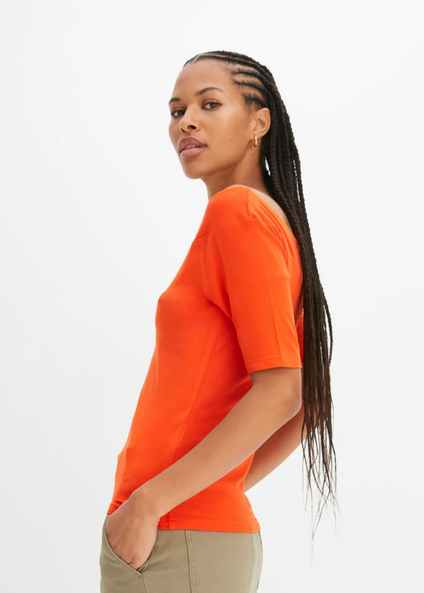 Clearance Camiseta con escote bañera en mezcla de viscosa Mujer Camisetas