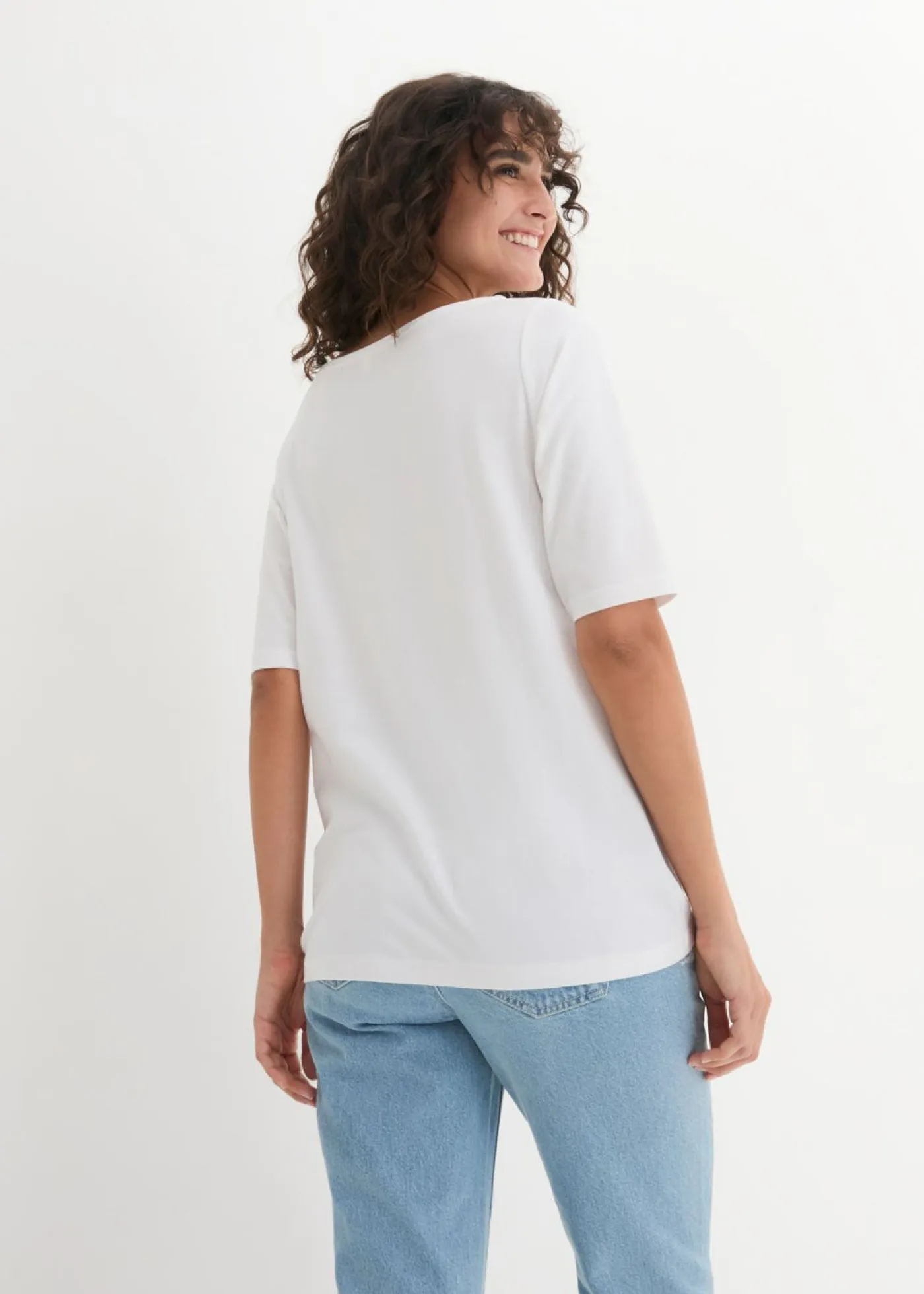 Sale Camiseta con escote en U y media manga Mujer Básicos|Camisetas