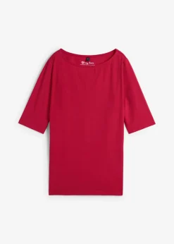 Hot Camiseta con escote en U y media manga Mujer Básicos|Camisetas