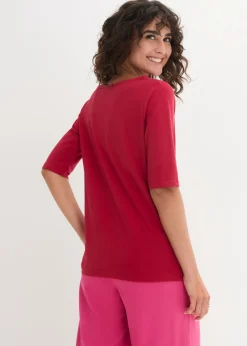 Hot Camiseta con escote en U y media manga Mujer Básicos|Camisetas