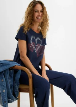 Online Camiseta con estampado de corazón de algodón orgánico Mujer Camisetas