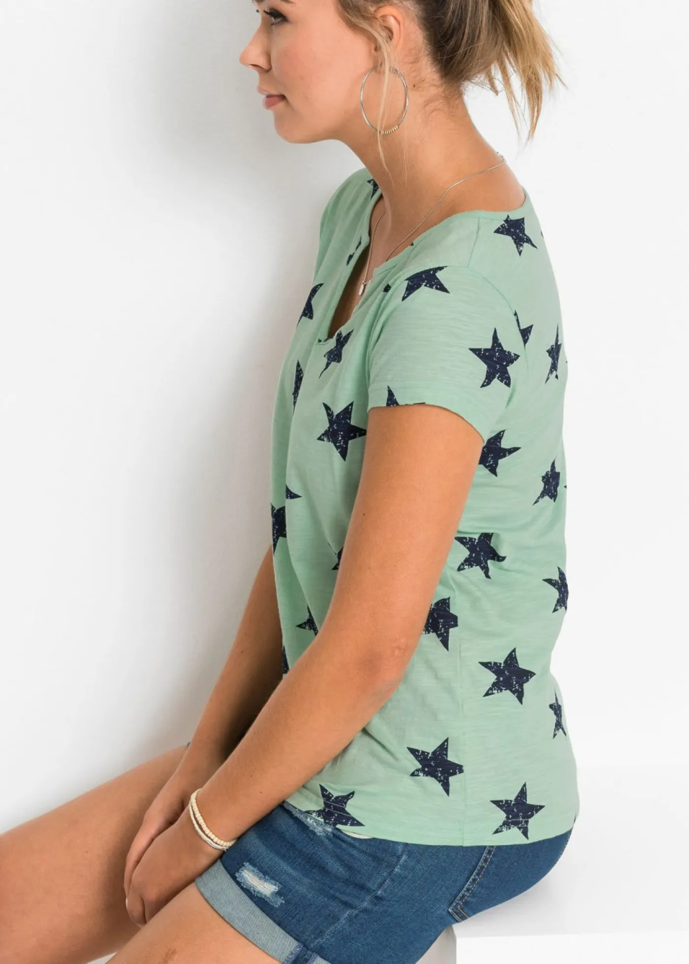 Sale Camiseta con estampado de estrellas y algodón puro Mujer Camisetas