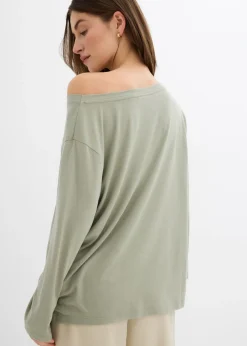 New Camiseta con hombros descubiertos de suave mezcla de modal Mujer Esenciales|Camisetas