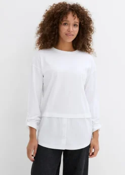 Best Camiseta con inserto de blusa de algodón orgánico puro Mujer Camisetas