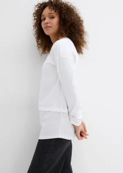 Best Camiseta con inserto de blusa de algodón orgánico puro Mujer Camisetas