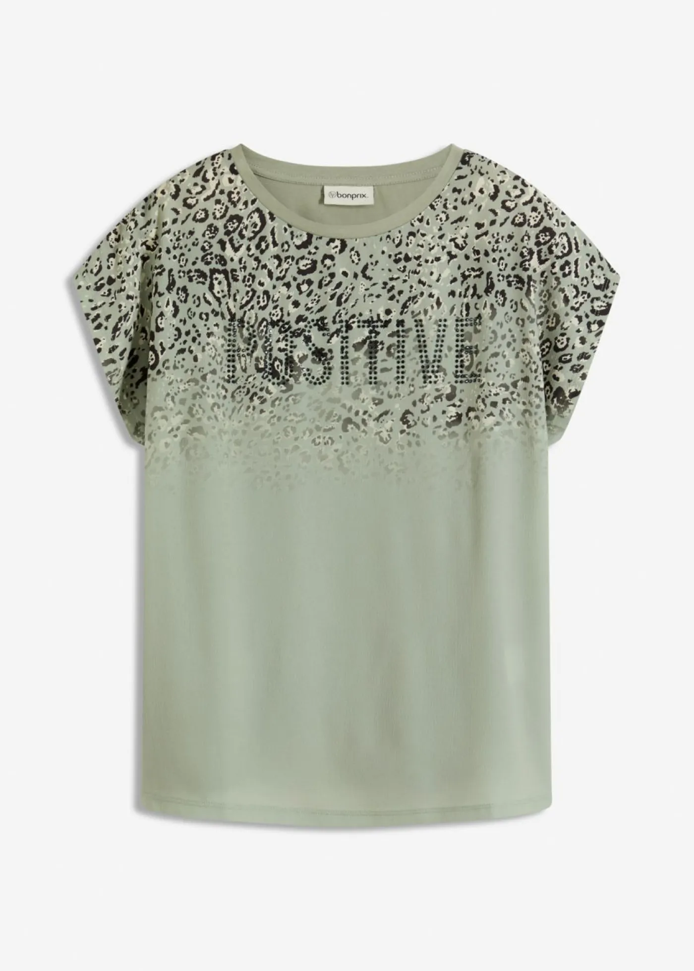 New Camiseta con inserto de malla y piedras brillantes Mujer Camisetas