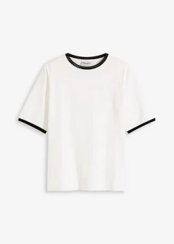 Sale Camiseta con ribete de encaje Mujer Camisetas|Novedades