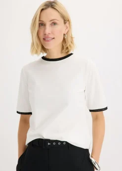 Sale Camiseta con ribete de encaje Mujer Camisetas|Novedades