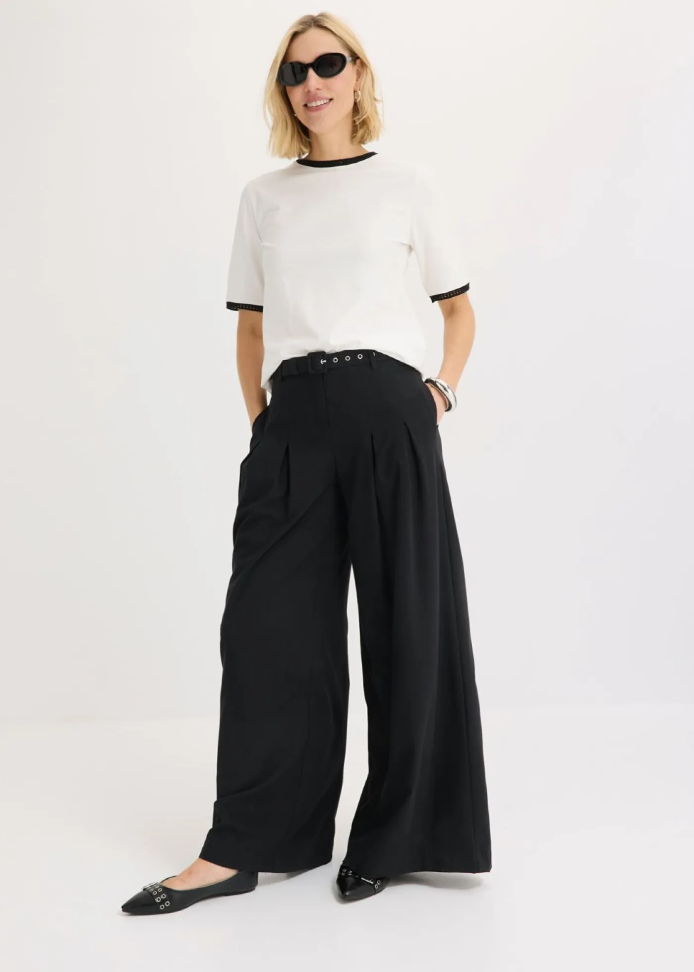 Sale Camiseta con ribete de encaje Mujer Camisetas|Novedades