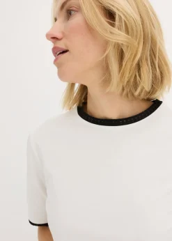 Sale Camiseta con ribete de encaje Mujer Camisetas|Novedades