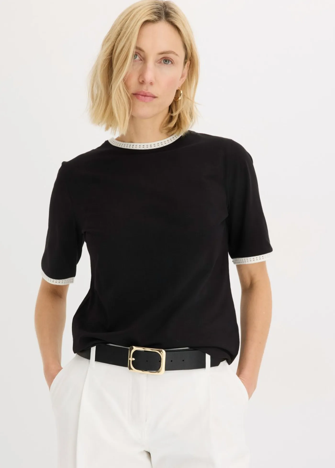 Best Camiseta con ribete de encaje Mujer Camisetas|Novedades
