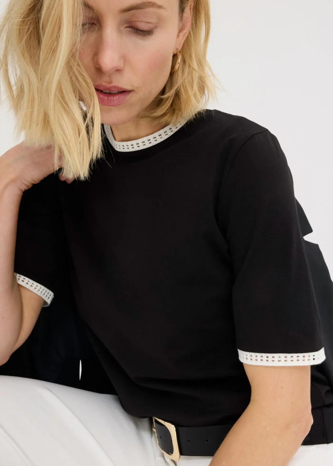 Best Camiseta con ribete de encaje Mujer Camisetas|Novedades