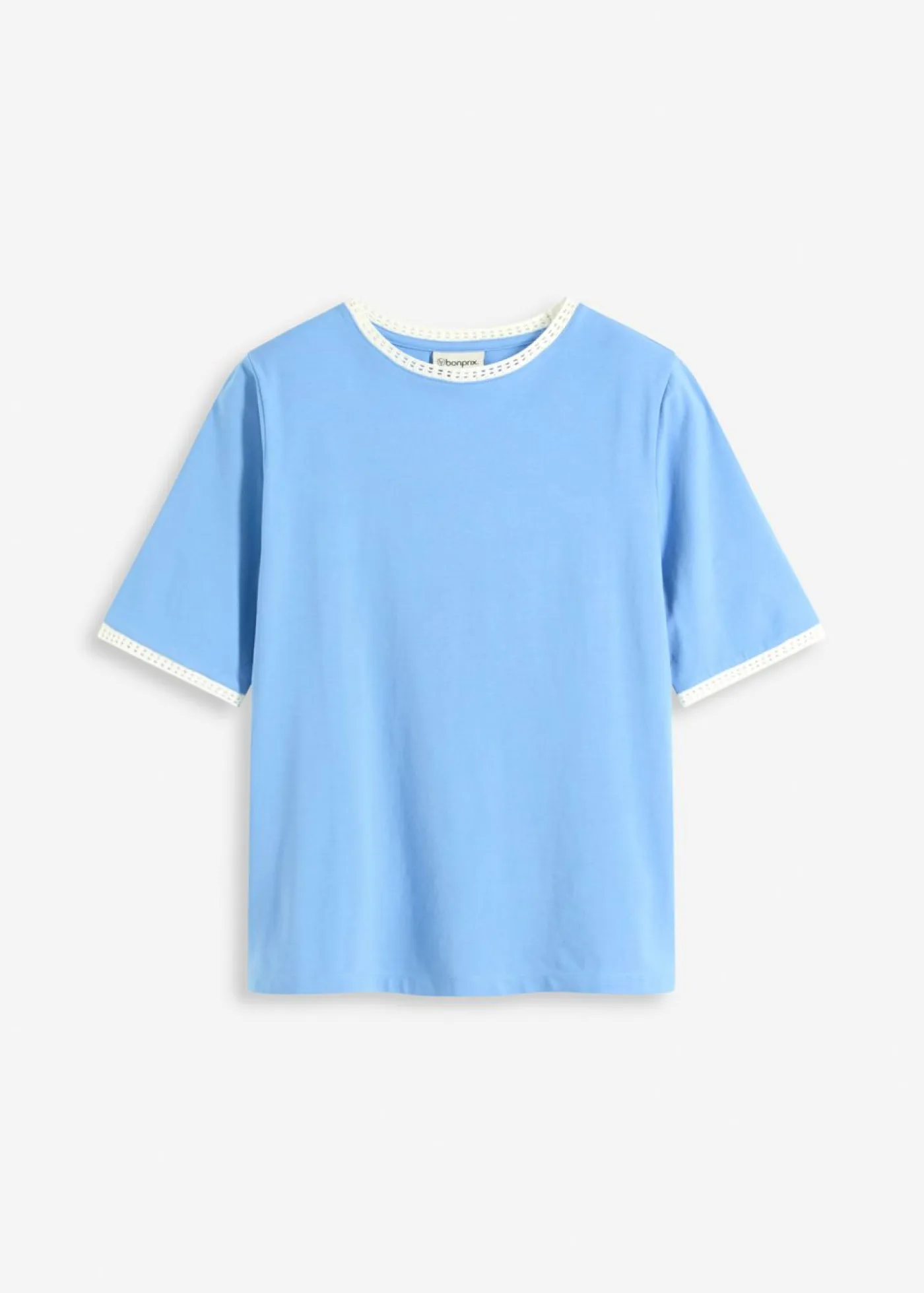Outlet Camiseta con ribete de encaje Mujer Camisetas|Novedades