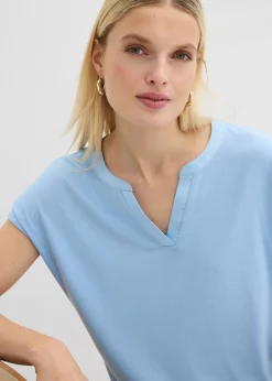 Camiseta con ribete de satén Mujer Camisetas|Novedades