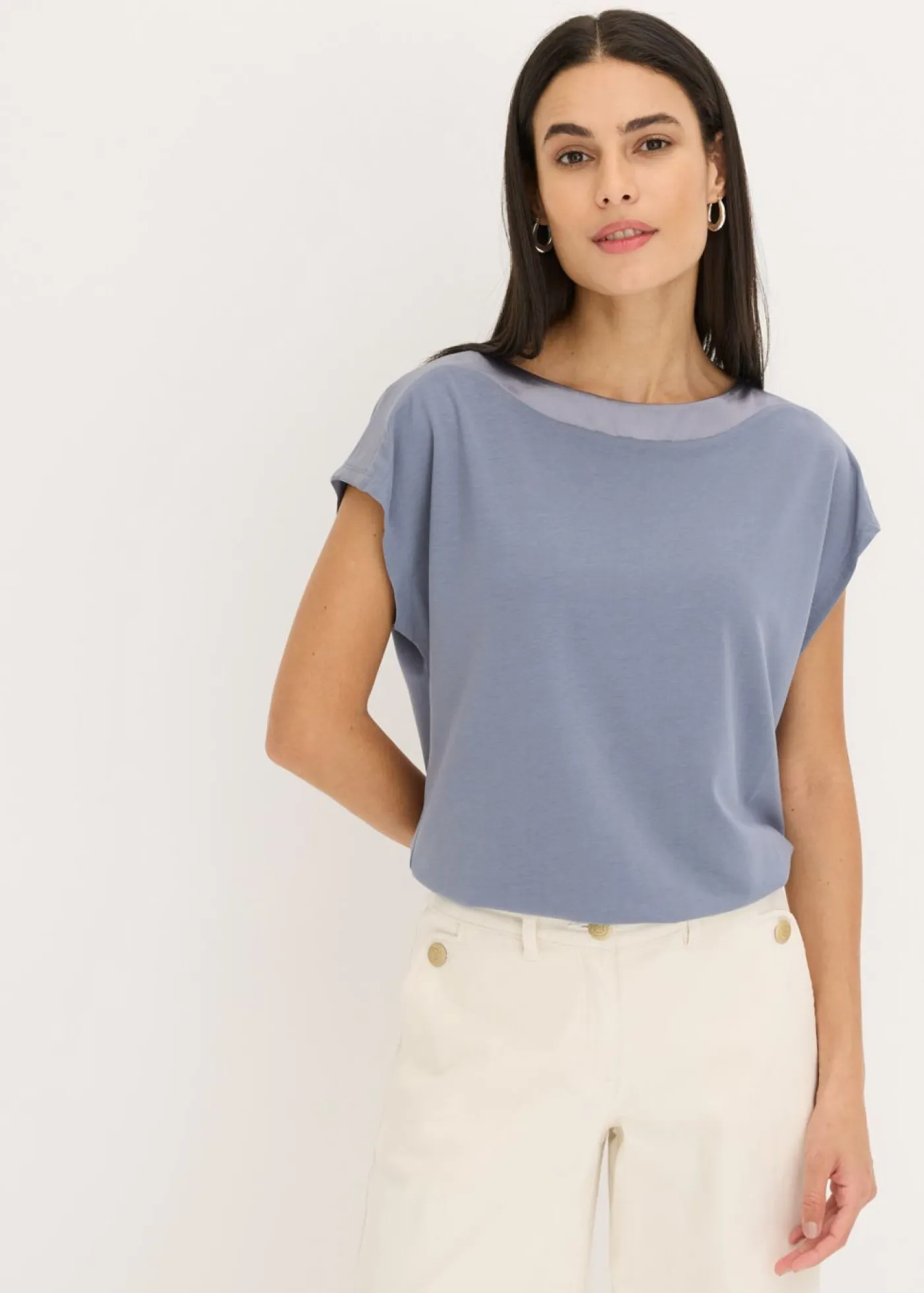 Online Camiseta con ribete de satén Mujer Camisetas
