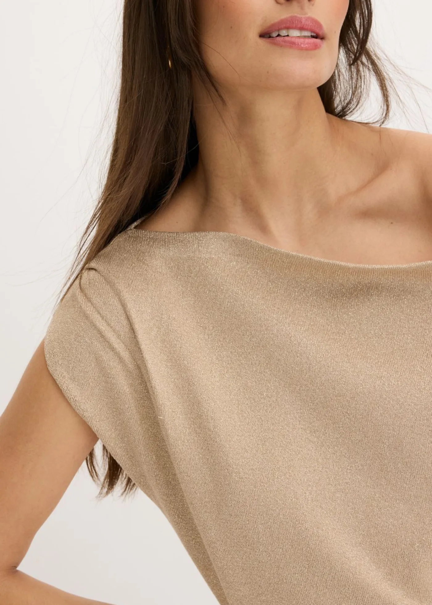 Camiseta con un hombro al descubierto Mujer Camisetas|Ropa De Punto
