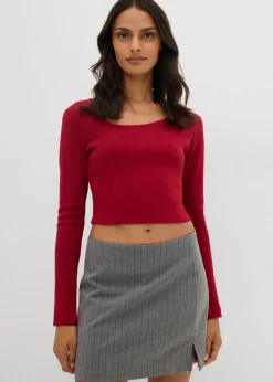 Camiseta corta de canalé Mujer Camisetas